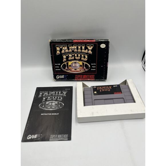 Family Feud (SNES) Super Nintendo CIB Complete Box 1991 GameTek RARE - Picture 1 of 9